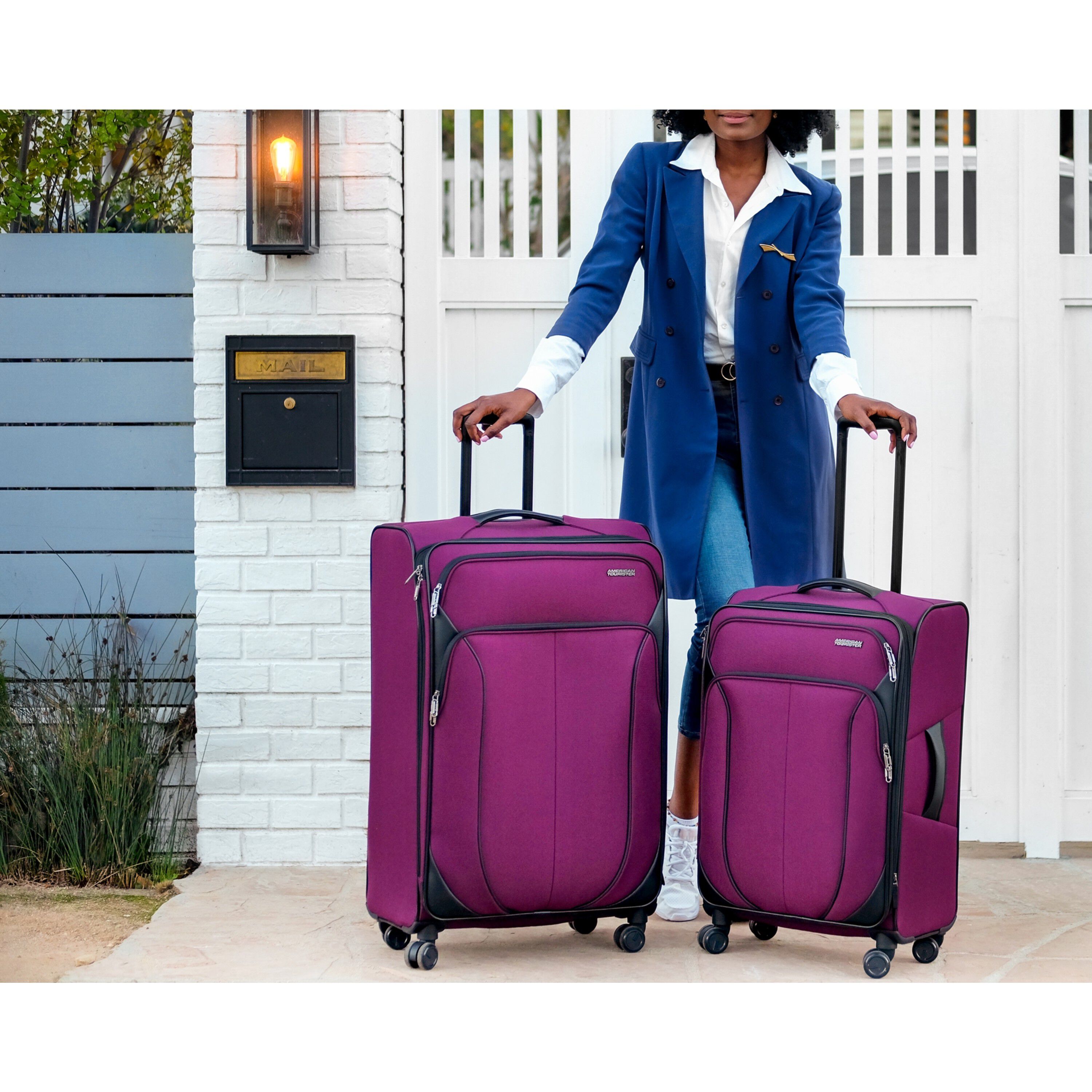 American tourister purple bag deals