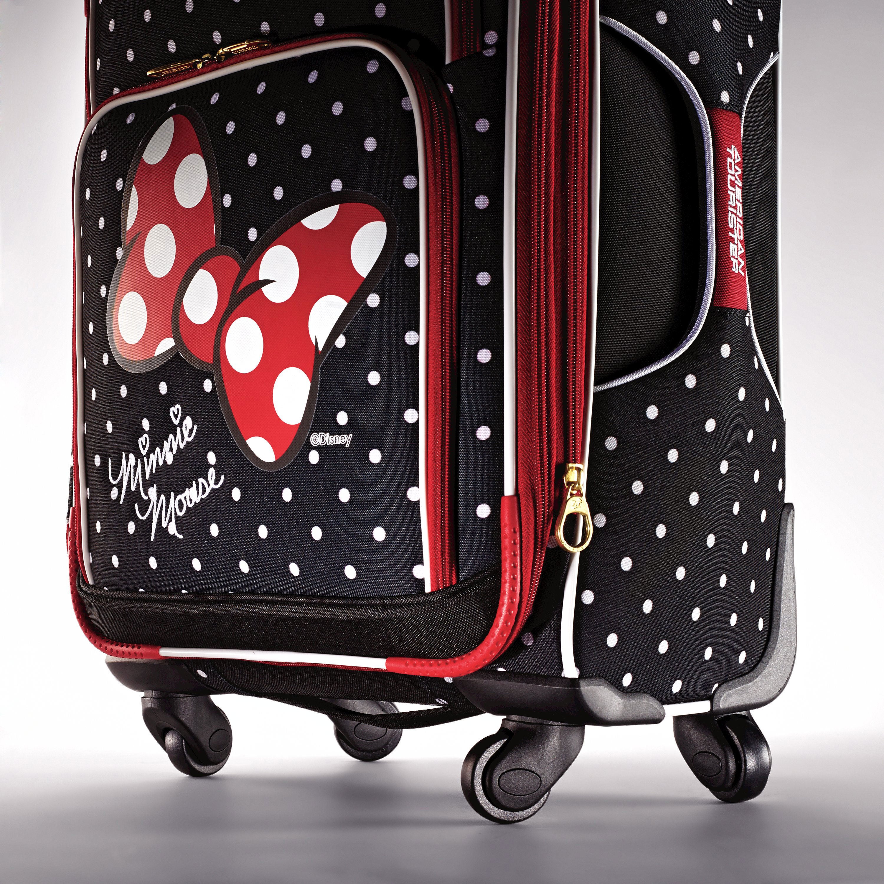 Disney Minnie Mouse Bow Large Checked Spinner | Softside Luggage | American Tourister Disney Minnie Mouse Bow Large Checked Spinner | Softside Luggage | American Tourister